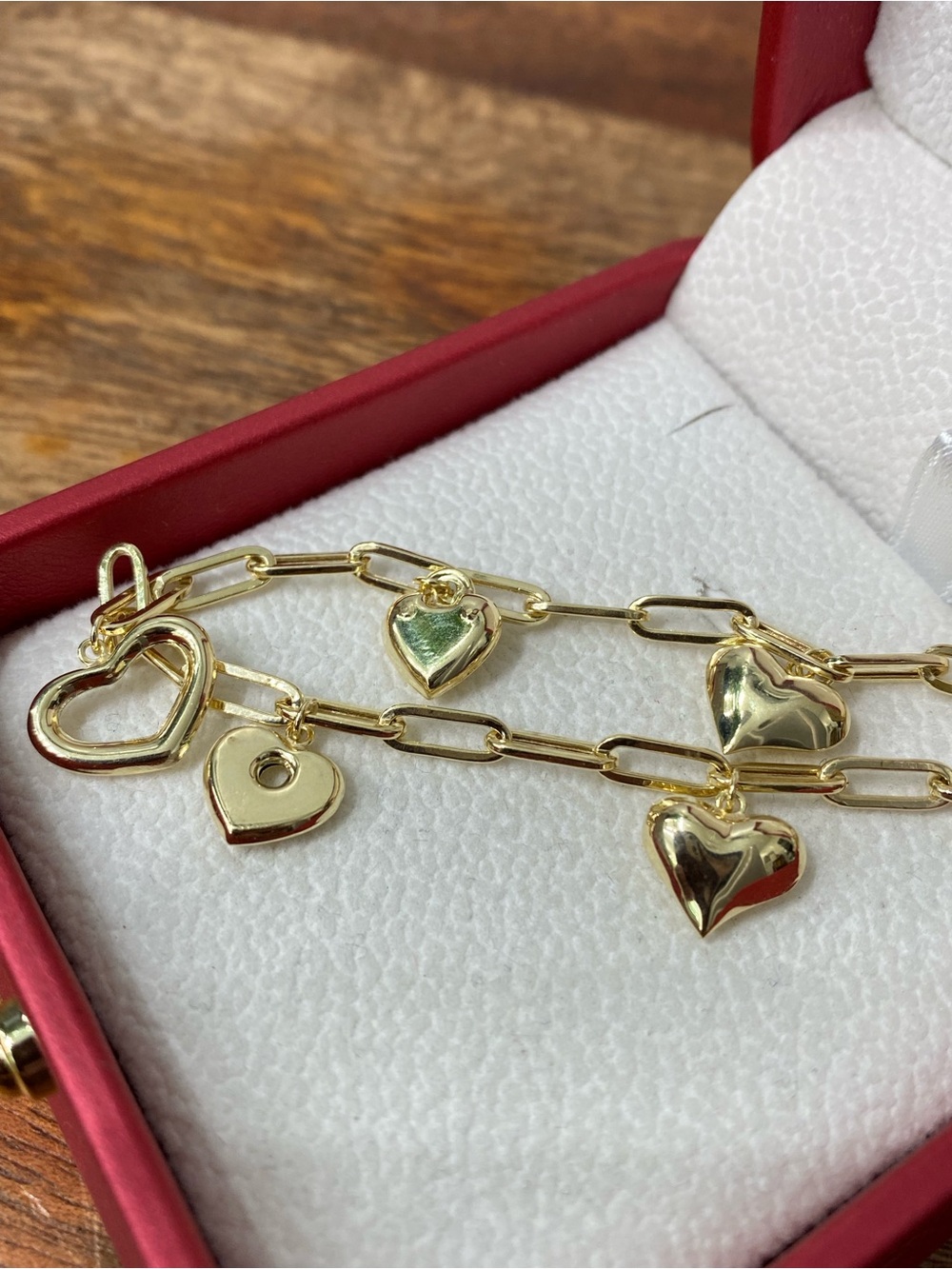 14K Yellow Gold Heart Cham Bracelet - Picture 3 of 5